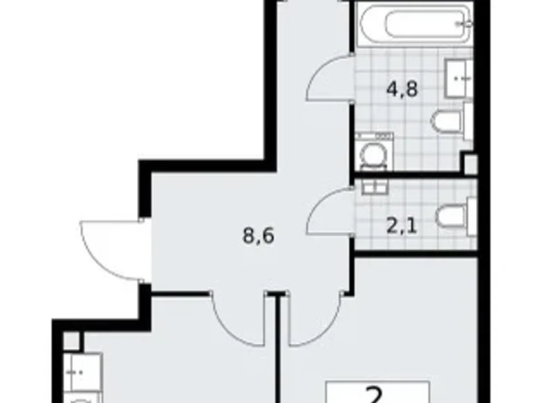 Wohnung 2 zimmer 55 m² Troizk, Russland