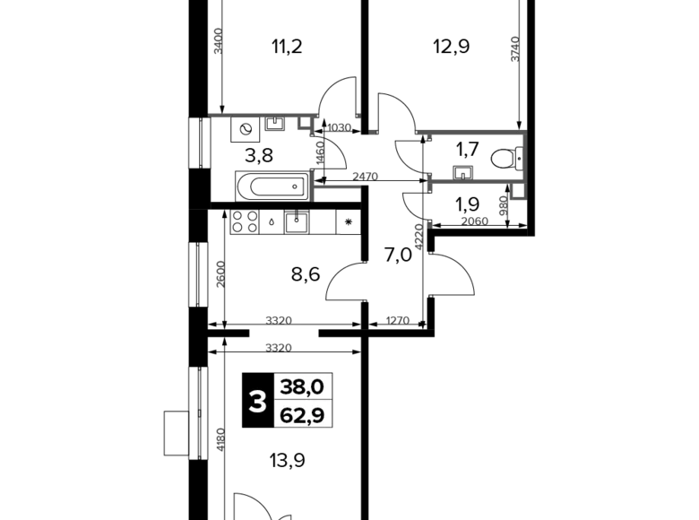 Квартира 4 комнаты 63 м² Химки, Россия