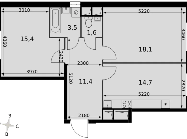 Квартира 2 комнаты 65 м² Развилка, Россия