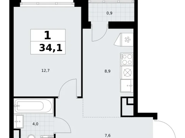 Wohnung 1 zimmer 34 m² Postnikovo, Russland