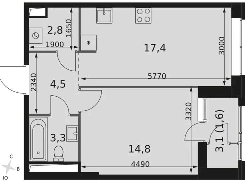 Appartement 1 chambre 44 m² Moscou, Russie