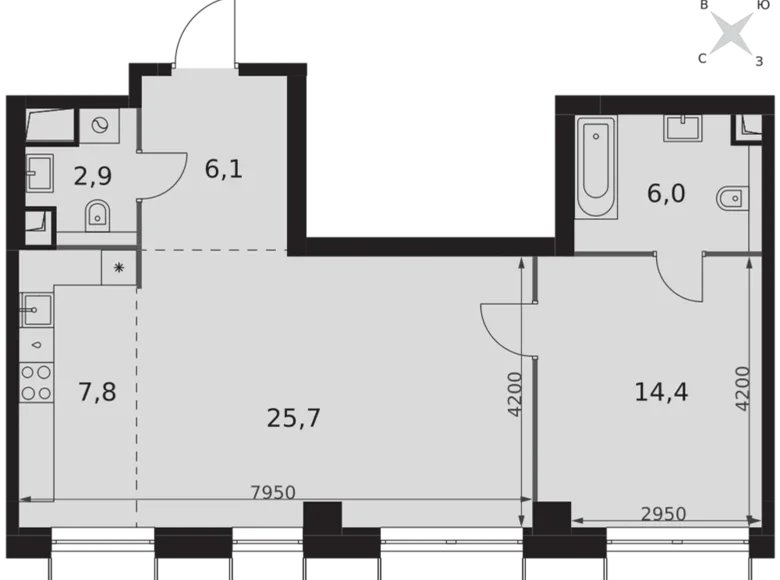 Wohnung 2 zimmer 63 m² Nordwestlicher Verwaltungsbezirk, Russland