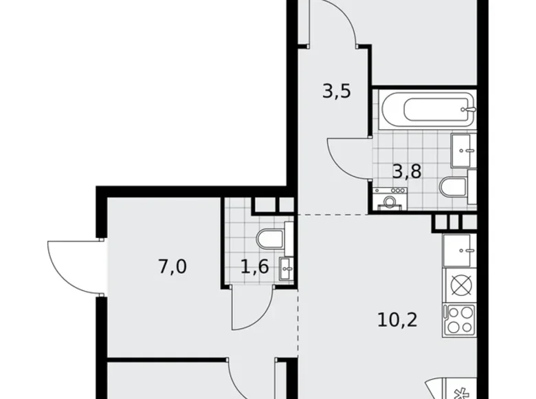 Appartement 3 chambres 60 m² poselenie Desenovskoe, Fédération de Russie