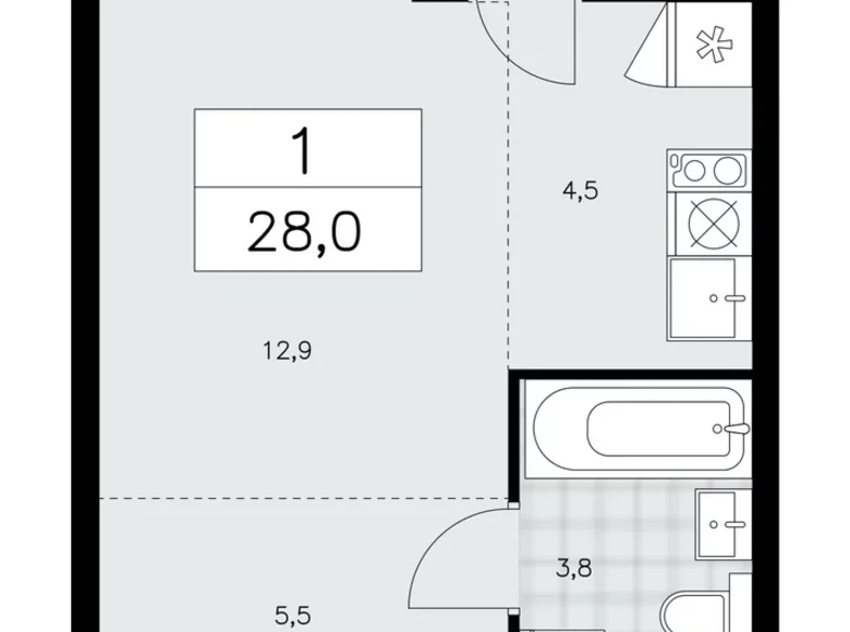 Appartement 1 chambre 28 m² poselenie Sosenskoe, Fédération de Russie