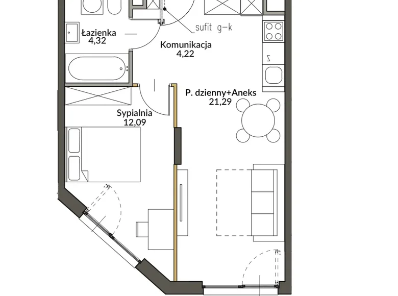 2 room apartment 42 m² Marki, Poland