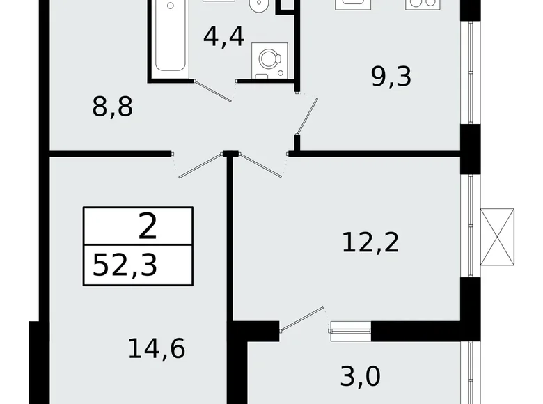 Appartement 2 chambres 52 m² Vsevolozhsk, Fédération de Russie