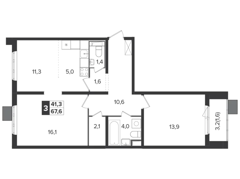 Apartamento 3 habitaciones 67 m² Leninsky District, Rusia