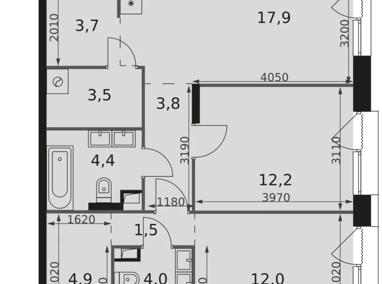 Квартира 2 комнаты 68 м² район Ростокино, Россия