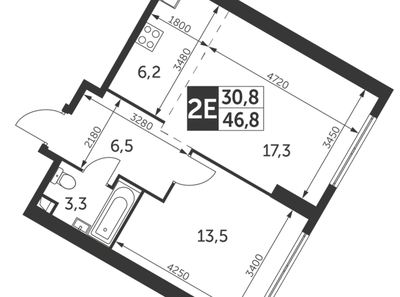 Квартира 2 комнаты 47 м² район Коньково, Россия