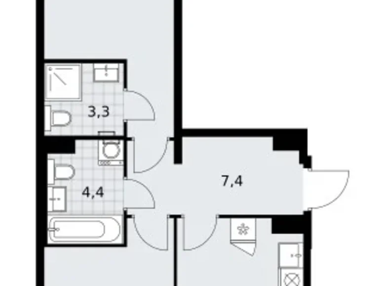Wohnung 2 zimmer 59 m² Troizk, Russland