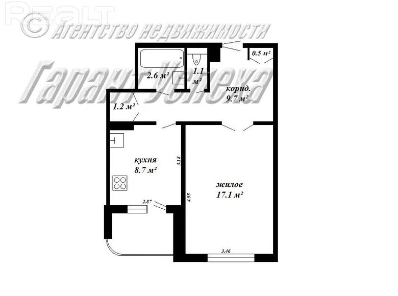 Квартира 1 комната 40 м² Мухавецкий сельский Совет, Беларусь