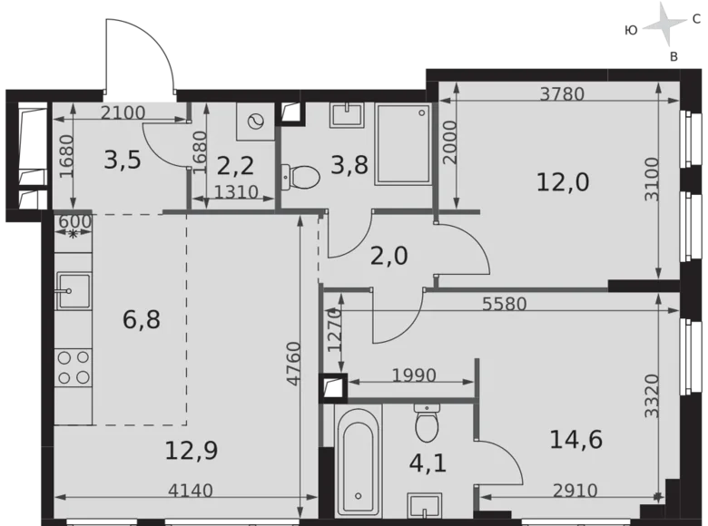 Apartamento 3 habitaciones 62 m² Moscú, Rusia