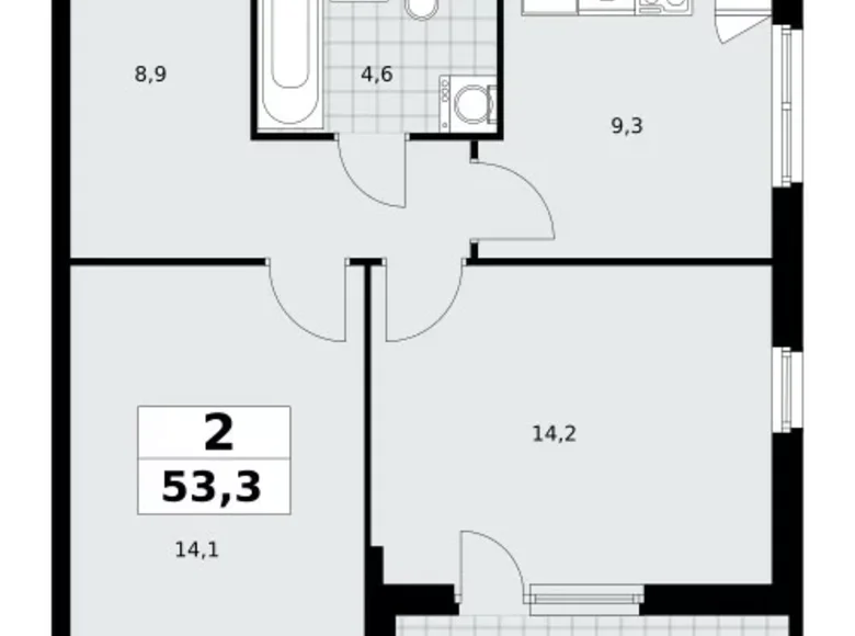 Mieszkanie 2 pokoi 53 m² poselenie Sosenskoe, Rosja