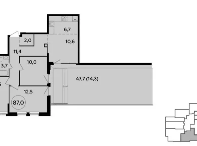 Квартира 3 комнаты 87 м² Юго-Западный административный округ, Россия