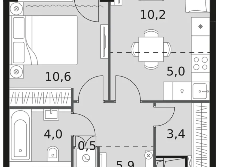 Mieszkanie 2 pokoi 41 m² Moskwa, Rosja