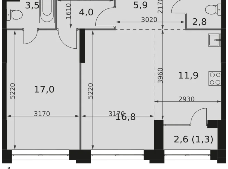 Apartamento 2 habitaciones 63 m² North-Western Administrative Okrug, Rusia