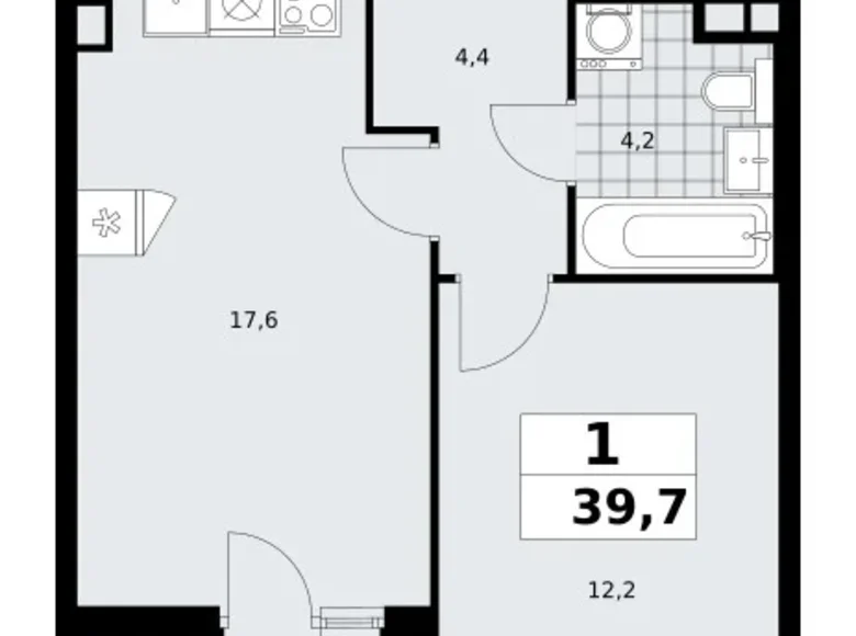 Квартира 1 комната 40 м² поселение Сосенское, Россия