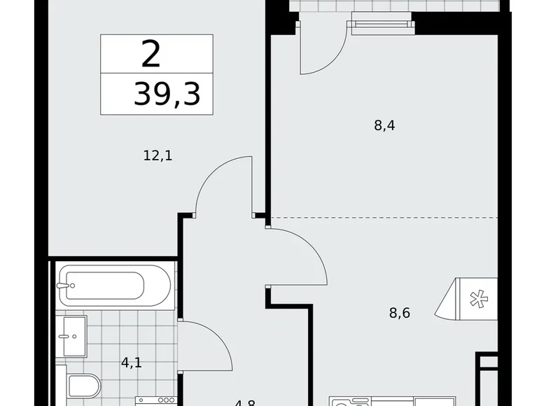 Appartement 2 chambres 39 m² Moscou, Fédération de Russie