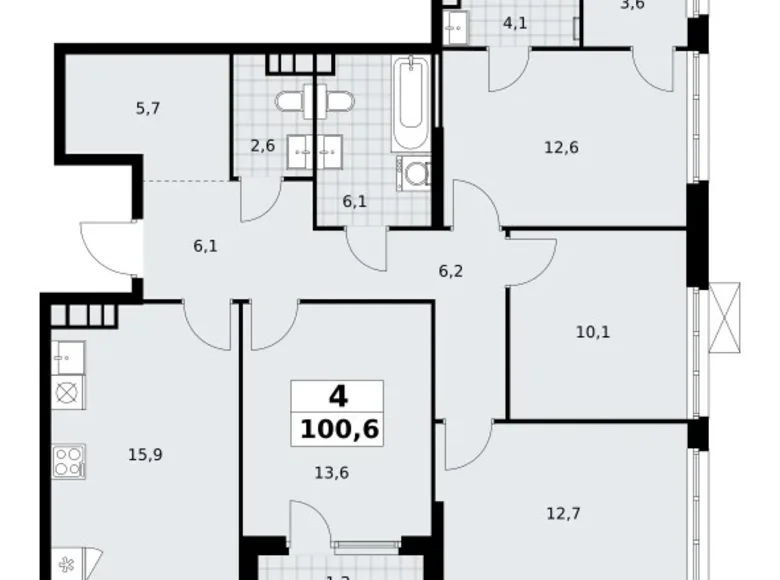 Apartamento 4 habitaciones 101 m² South-Western Administrative Okrug, Rusia