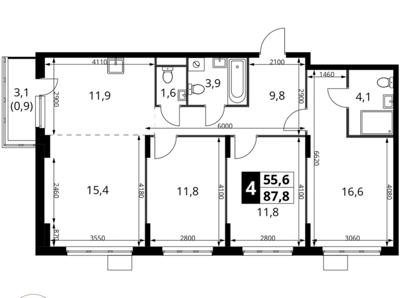 Appartement 4 chambres 88 m² Potapovo, Fédération de Russie