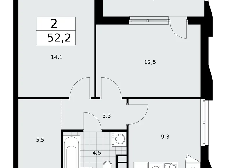 Wohnung 2 zimmer 52 m² poselenie Sosenskoe, Russland