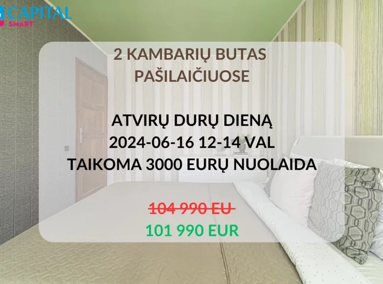Apartamento 2 habitaciones 52 m² Vilna, Lituania