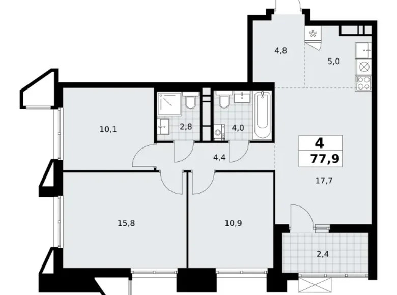 Wohnung 4 zimmer 78 m² poselenie Sosenskoe, Russland