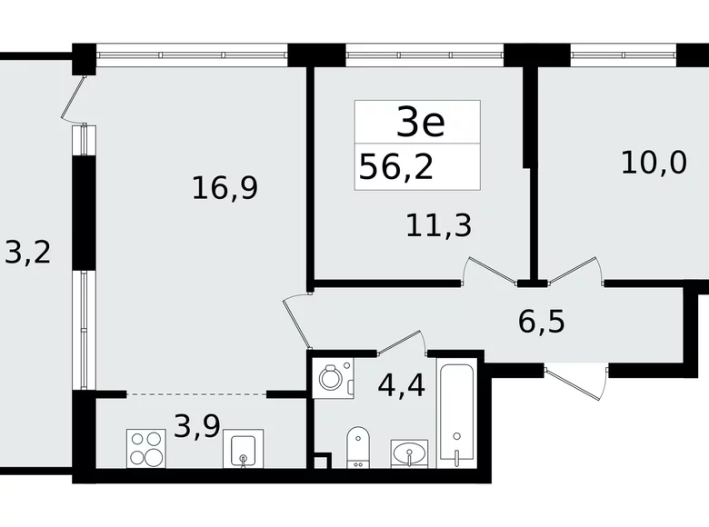 Apartamento 3 habitaciones 56 m² Vsevolozhsk, Rusia