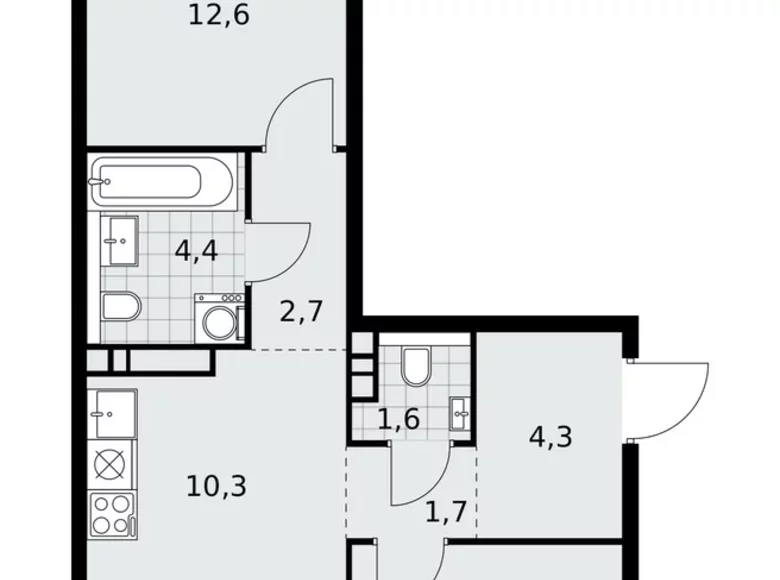 3 room apartment 59 m² poselenie Sosenskoe, Russia