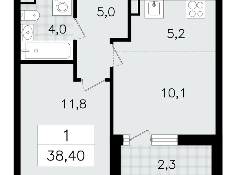 Квартира 2 комнаты 38 м² Всеволожск, Россия