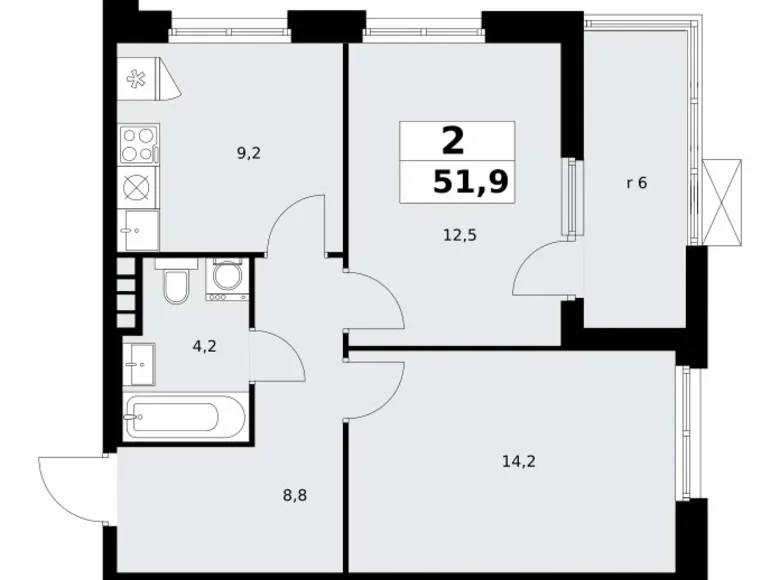 Wohnung 2 zimmer 52 m² poselenie Sosenskoe, Russland