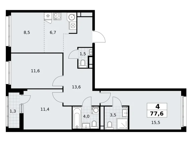 Wohnung 4 zimmer 78 m² Postnikovo, Russland