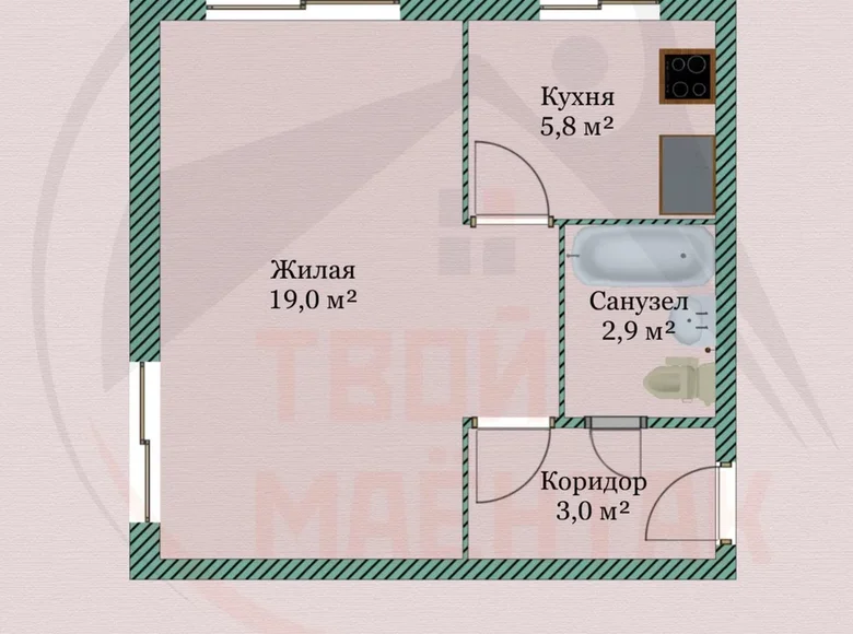 Wohnung 1 zimmer 31 m² Minsk, Weißrussland