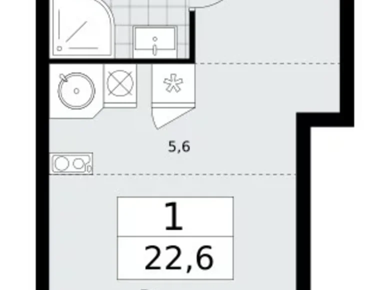 Квартира 1 комната 23 м² поселение Сосенское, Россия