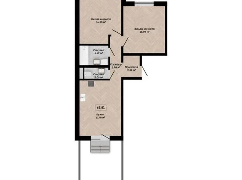 Appartement 3 chambres 66 m² Kalodziscanski sielski Saviet, Bélarus