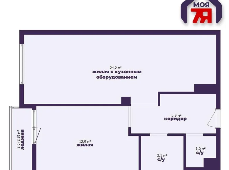 Квартира 2 комнаты 50 м² Минск, Беларусь