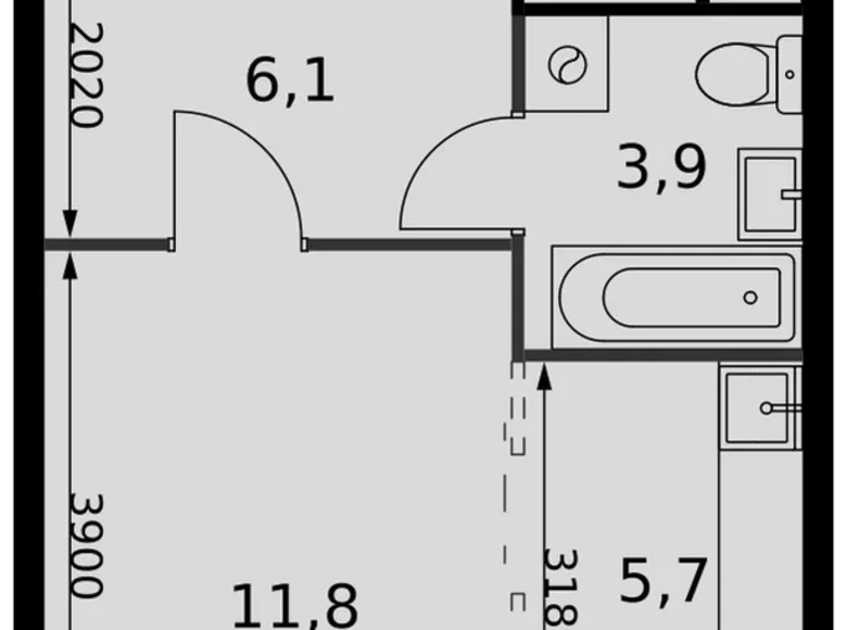 Студия 1 комната 28 м² Развилка, Россия