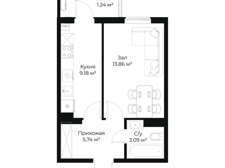 Квартира 1 комната 33 м² Ташкент, Узбекистан