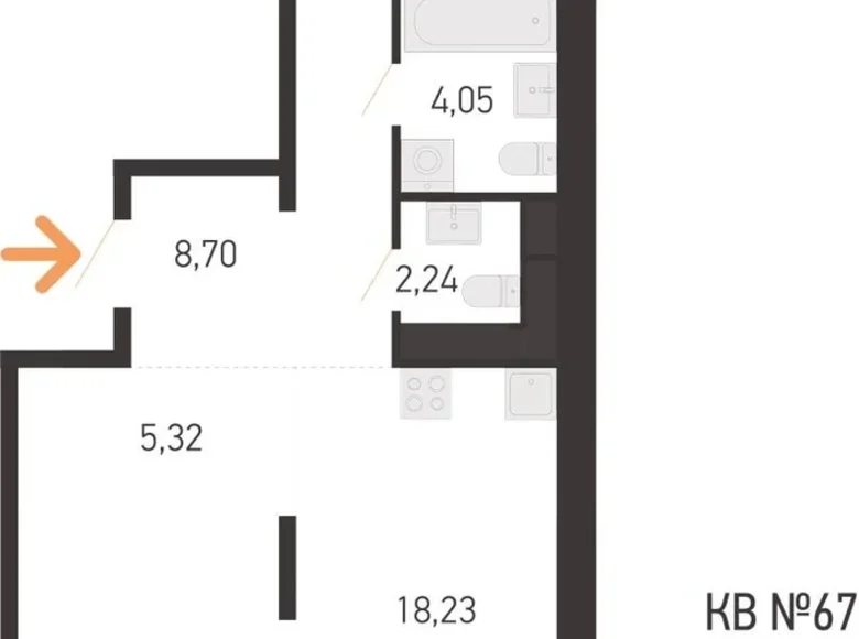 Квартира 3 комнаты 66 м² Копище, Беларусь