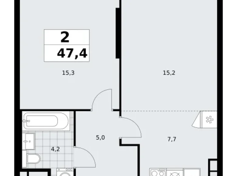 Квартира 2 комнаты 47 м² поселение Сосенское, Россия