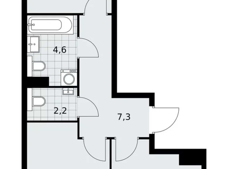 2 room apartment 52 m² poselenie Sosenskoe, Russia