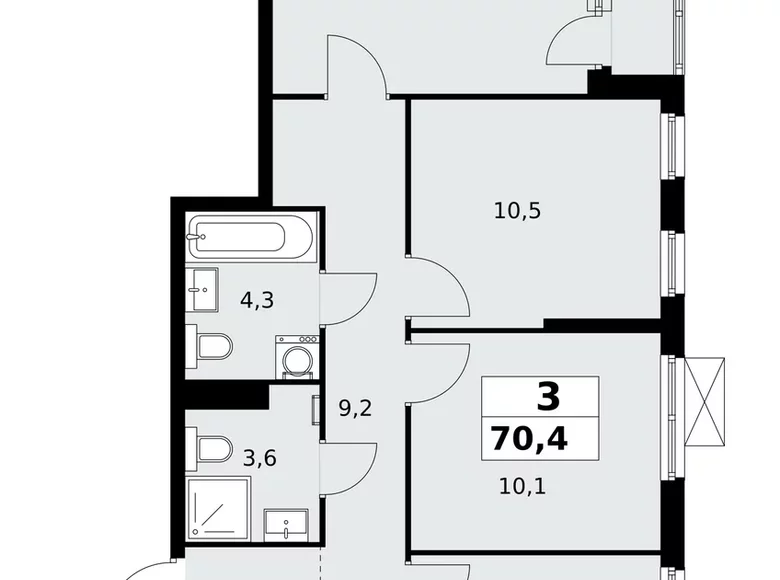 Apartamento 3 habitaciones 70 m² poselenie Sosenskoe, Rusia