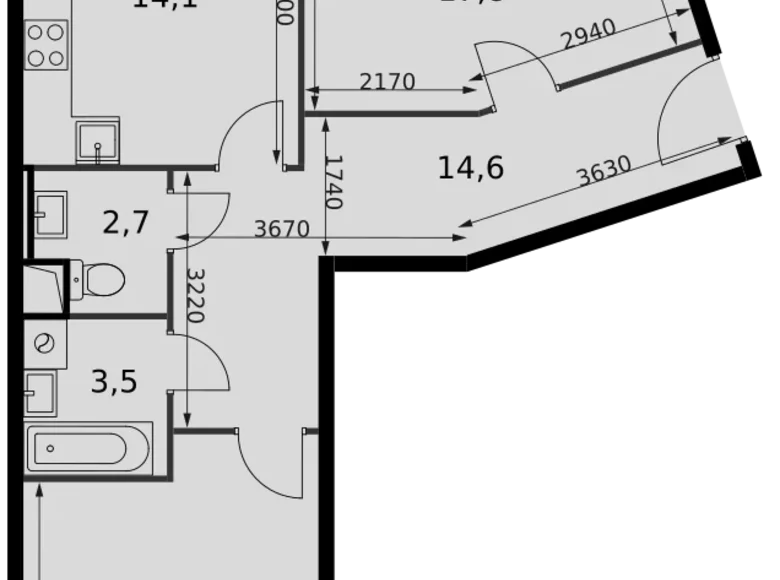 Wohnung 2 zimmer 72 m² Razvilka, Russland