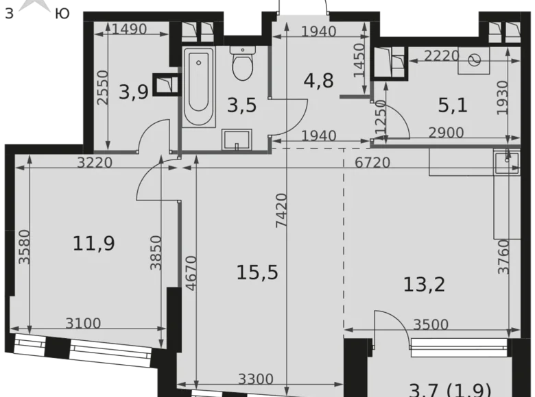 Mieszkanie 2 pokoi 60 m² Moskwa, Rosja