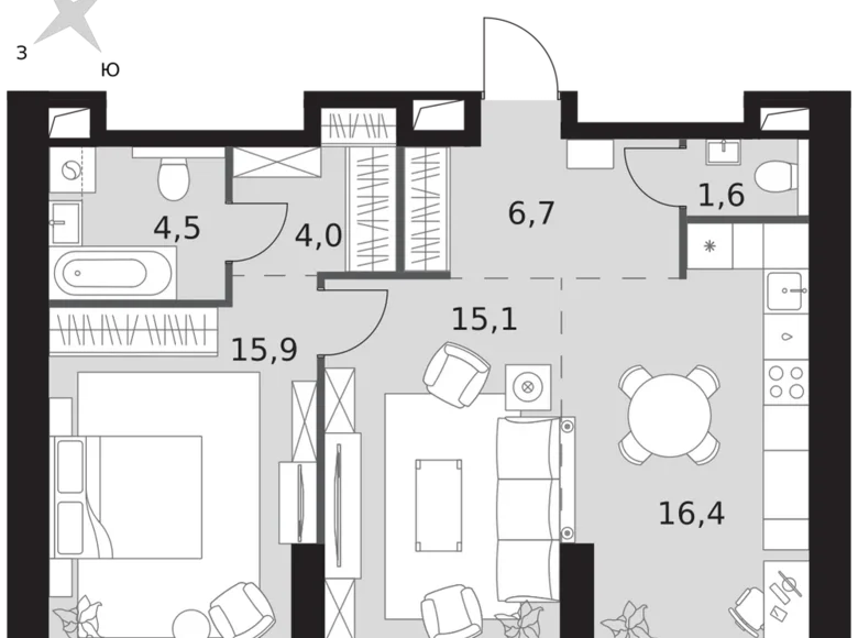 Apartamento 2 habitaciones 64 m² Konkovo District, Rusia