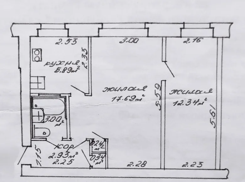 2 room apartment 42 m² Minsk, Belarus