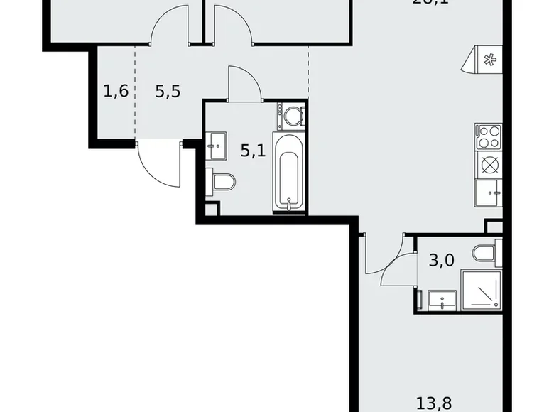 Квартира 3 комнаты 82 м² Москва, Россия