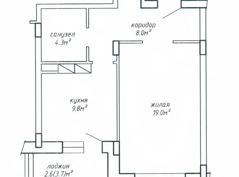 1 room apartment 44 m² Minsk, Belarus