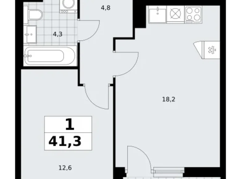 Wohnung 1 zimmer 41 m² Troizk, Russland