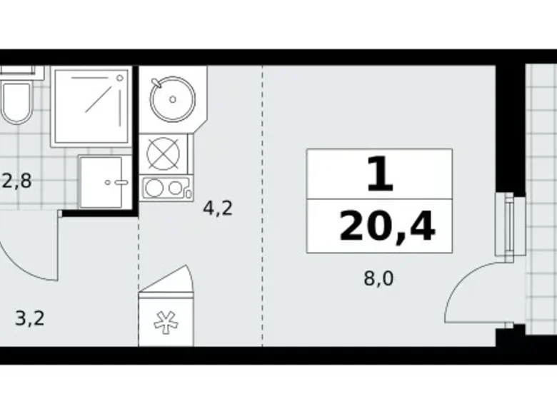 Mieszkanie 1 pokój 20 m² Moskwa, Rosja